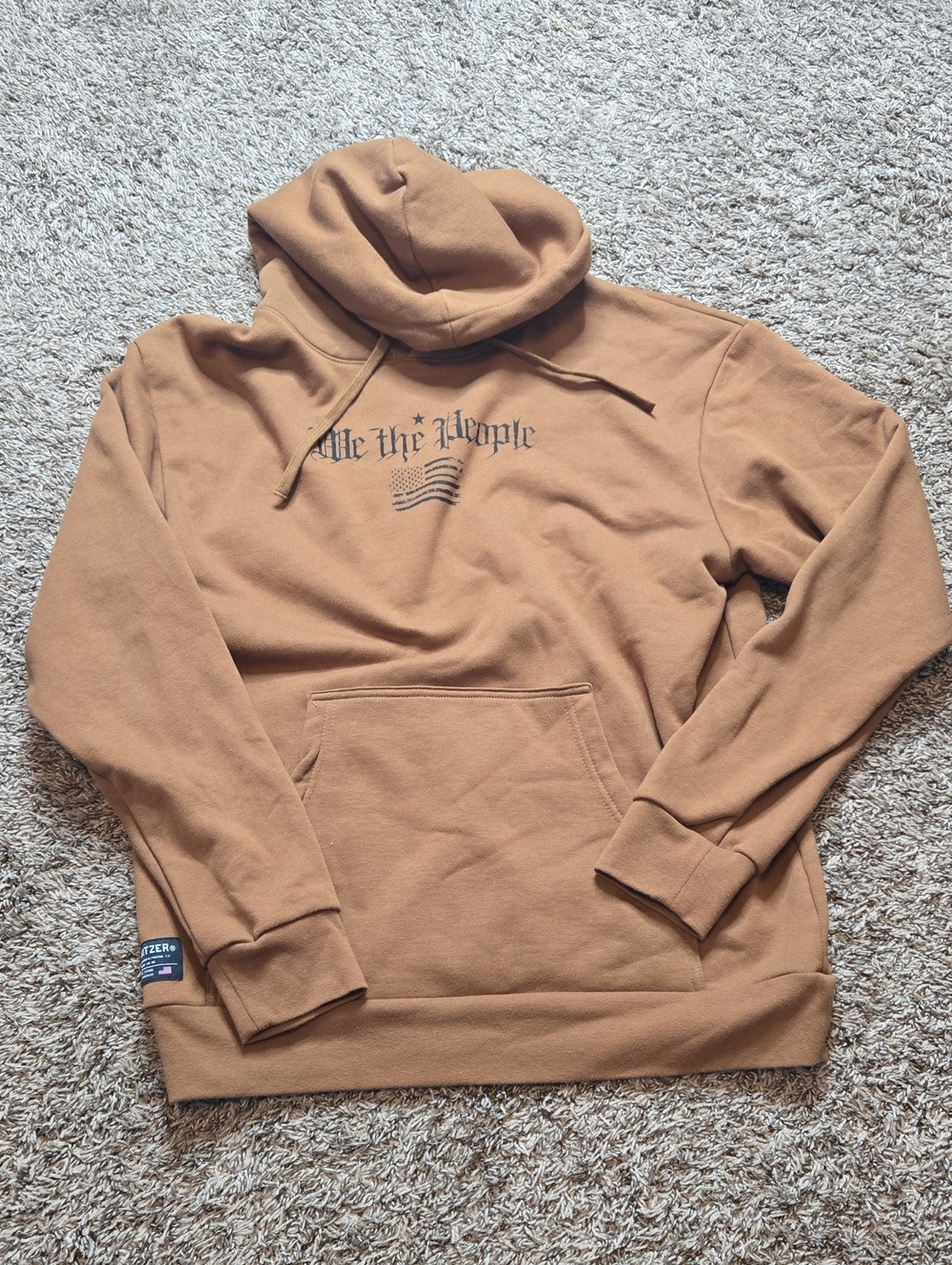 Howitzer Patriot Medium We the People Brown Hoodie Sweater Sweatshirt Top